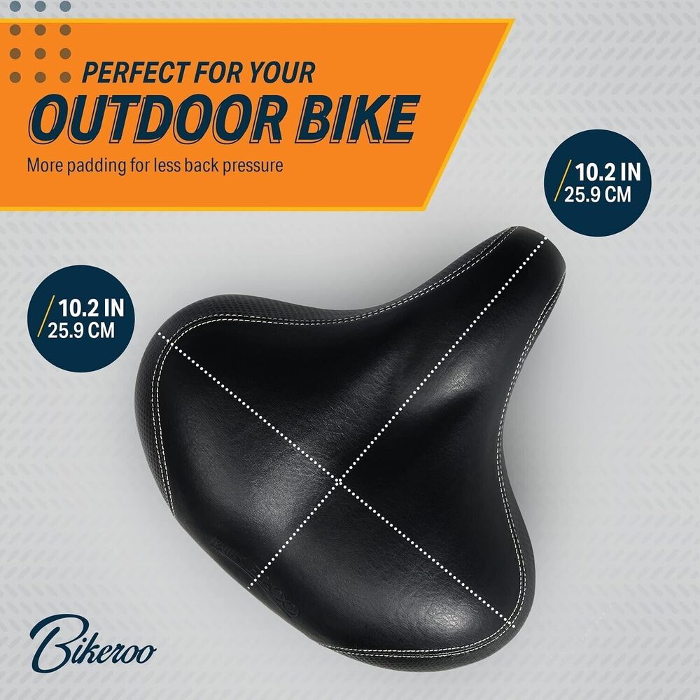 Bikeroo Extra Wide Replacement Saddle Seat Bike Indoor Outdoor Bicycles w Cover - Picture 7 of 13